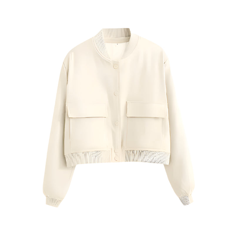 Dame-Bomberjäggli – kurz, schick & bequem-Dame-Jacke & Blazer-Beige-S-Vera Lusso