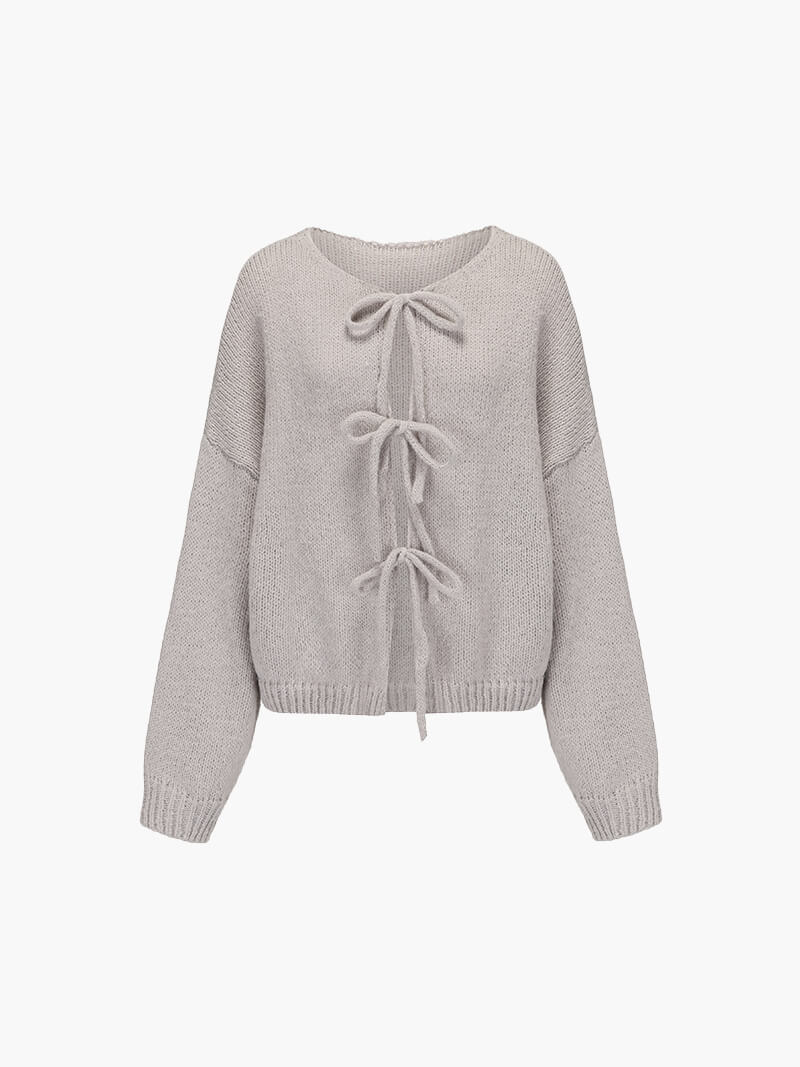 Cardigan mit Schleifendetails-Cardigan-Grau-S-Vera Lusso