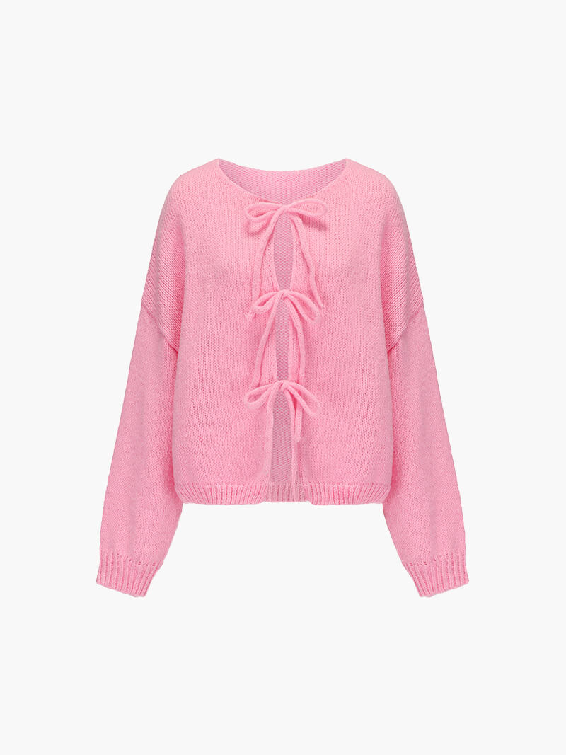 Cardigan mit Schleifendetails-Cardigan-Hellrosa-S-Vera Lusso
