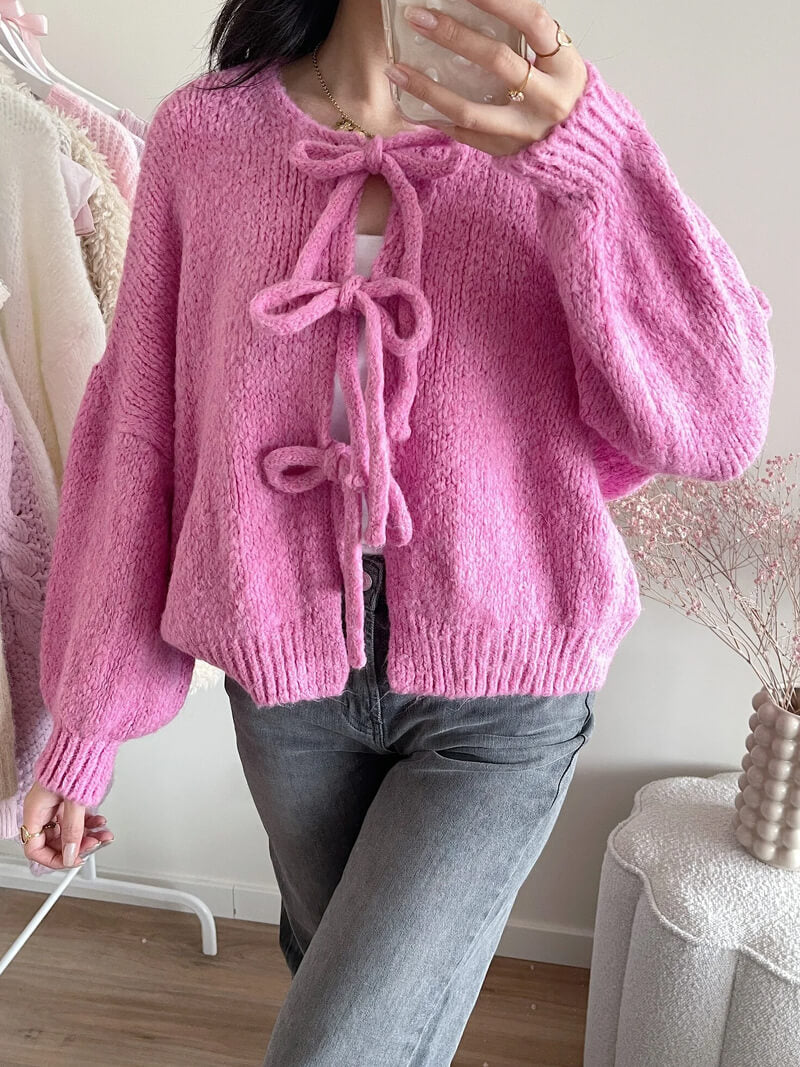 Cardigan mit Schleifendetails-Cardigan-Vera Lusso