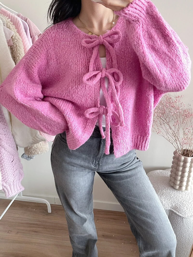Cardigan mit Schleifendetails-Cardigan-Vera Lusso