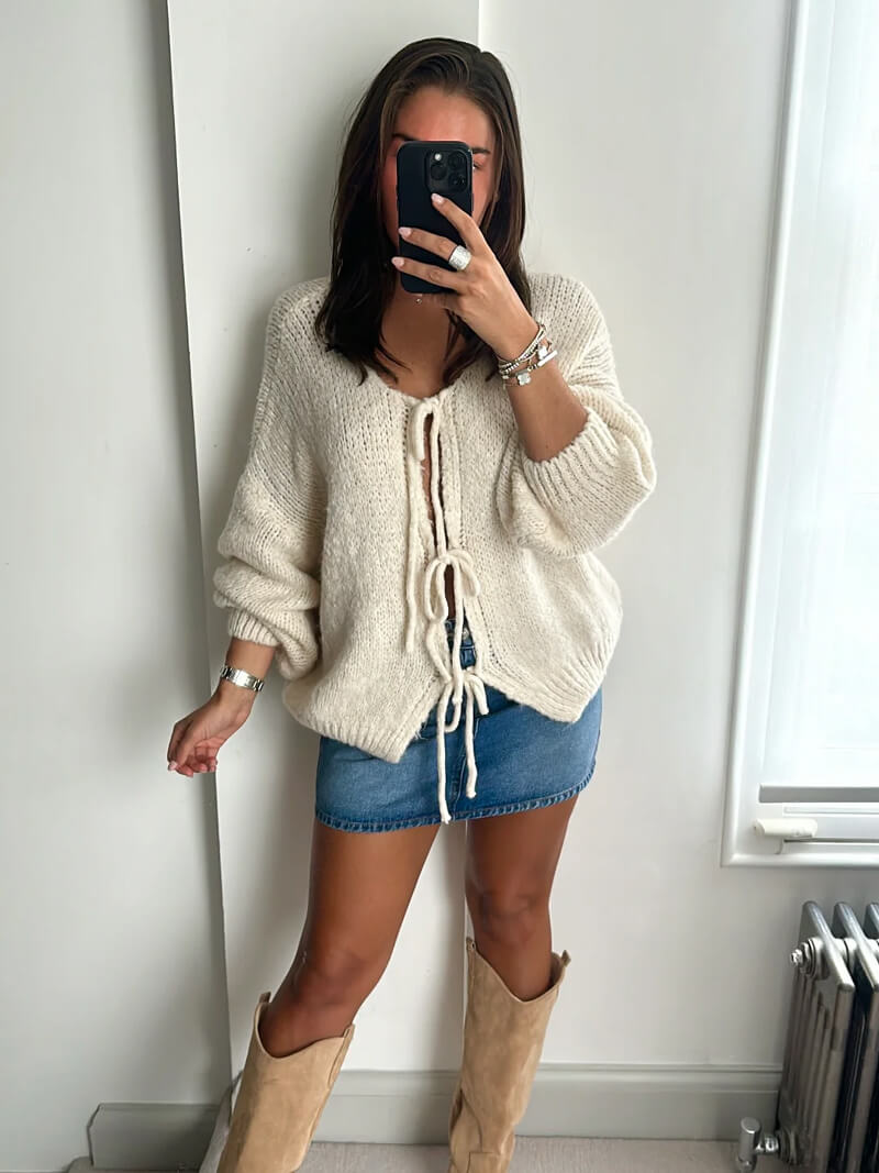 Cardigan mit Schleifendetails-Cardigan-Vera Lusso