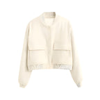 Dame-Bomberjäggli – kurz, schick & bequem-Dame-Jacke & Blazer-Beige-S-Vera Lusso