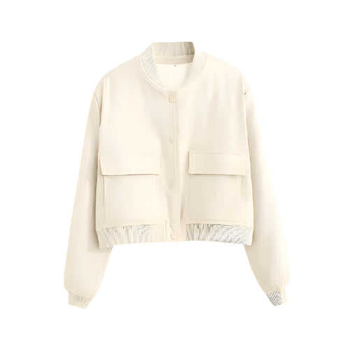 Dame-Bomberjäggli – kurz, schick & bequem-Dame-Jacke & Blazer-Beige-S-Vera Lusso