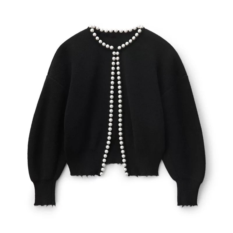 Damen-Cardigan aus weichem Strick-Cardigan-Schwarz-S-Vera Lusso