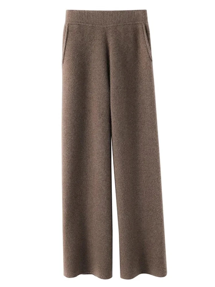 Damen Cashmere Alltagshose für ultimativen Komfort-Trousers-Dunkelbraun-S-Vera Lusso