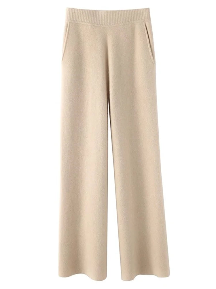 Damen Cashmere Alltagshose für ultimativen Komfort-Trousers-Khaki-S-Vera Lusso