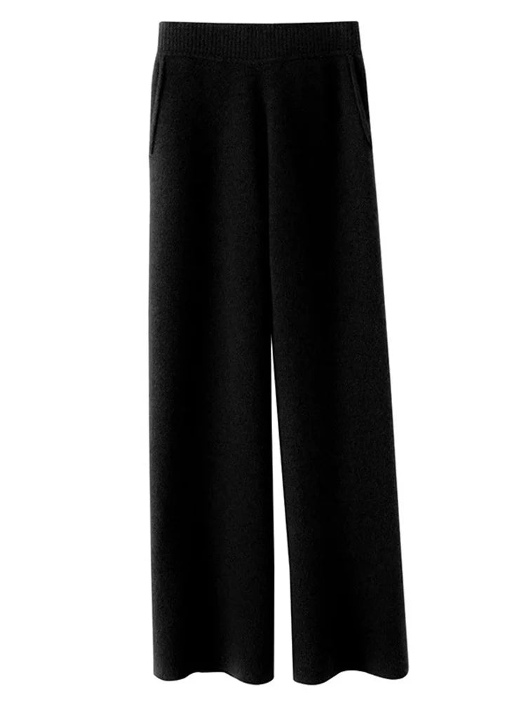 Damen Cashmere Alltagshose für ultimativen Komfort-Trousers-Schwarz-S-Vera Lusso