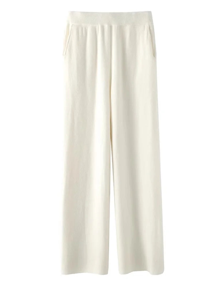 Damen Cashmere Alltagshose für ultimativen Komfort-Trousers-Weiß-S-Vera Lusso