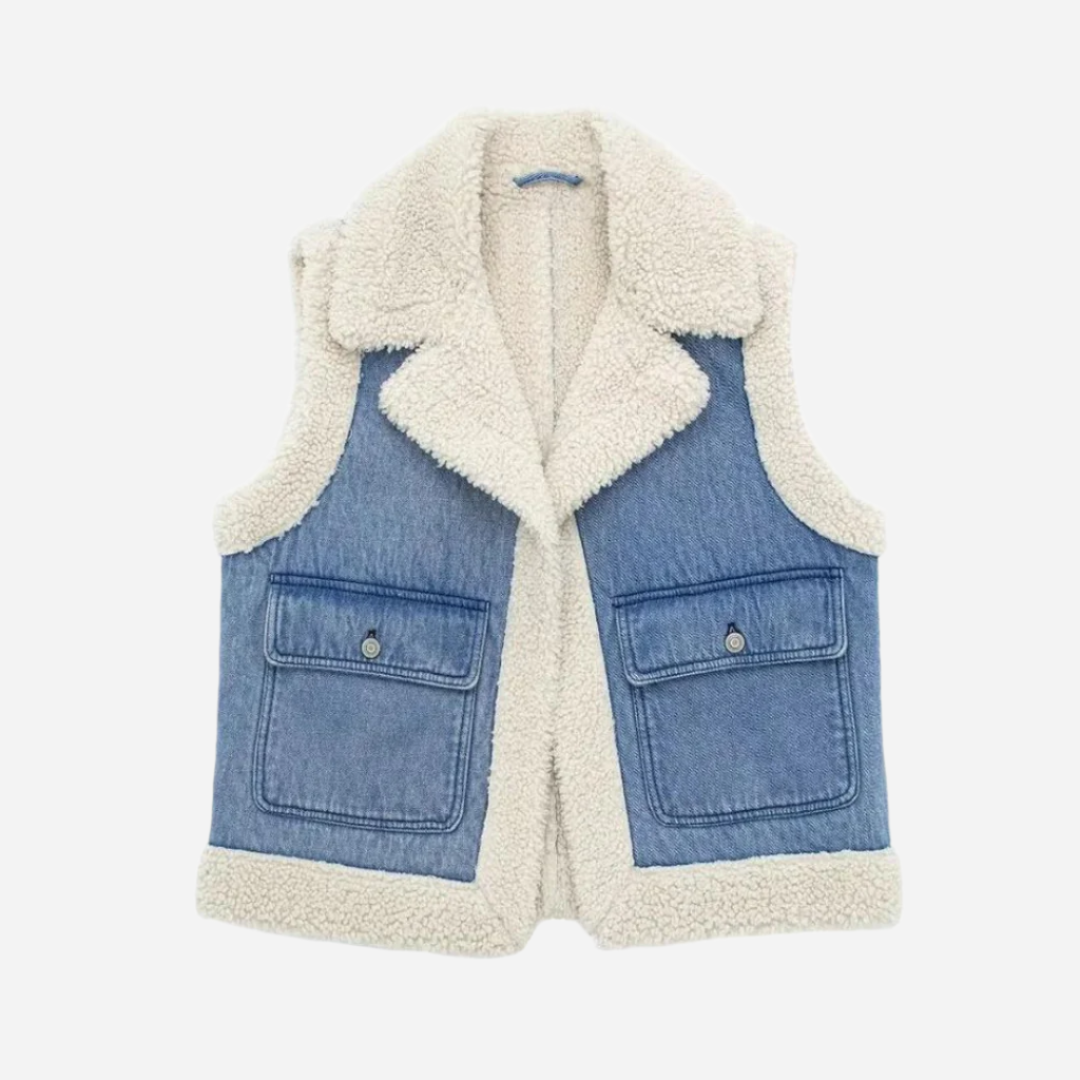 Denimjacke Mit Schurwolle Vintage Flair-Jackets-Blau-XS-Vera Lusso