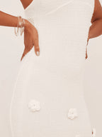 Elegantes Häkel Maxi Kleid mit Blumen – Figurbetontes Damenkleid-Jurken-Vera Lusso