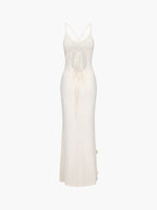 Elegantes Häkel Maxi Kleid mit Blumen – Figurbetontes Damenkleid-Jurken-Vera Lusso