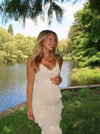 Elegantes Häkel Maxi Kleid mit Blumen – Figurbetontes Damenkleid-Jurken-Vera Lusso
