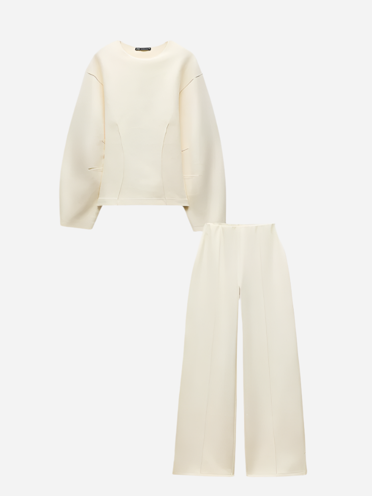 Elegantes Set Mit Bequemer Hoher Taille-Sets-Beige-S-WUNDERLOOK