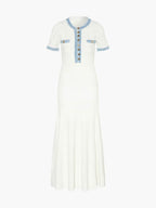 Elegantes Strick Maxi Kleid mit Knopfleiste – Damen Sommerkleid-Jurken-S-Vera Lusso