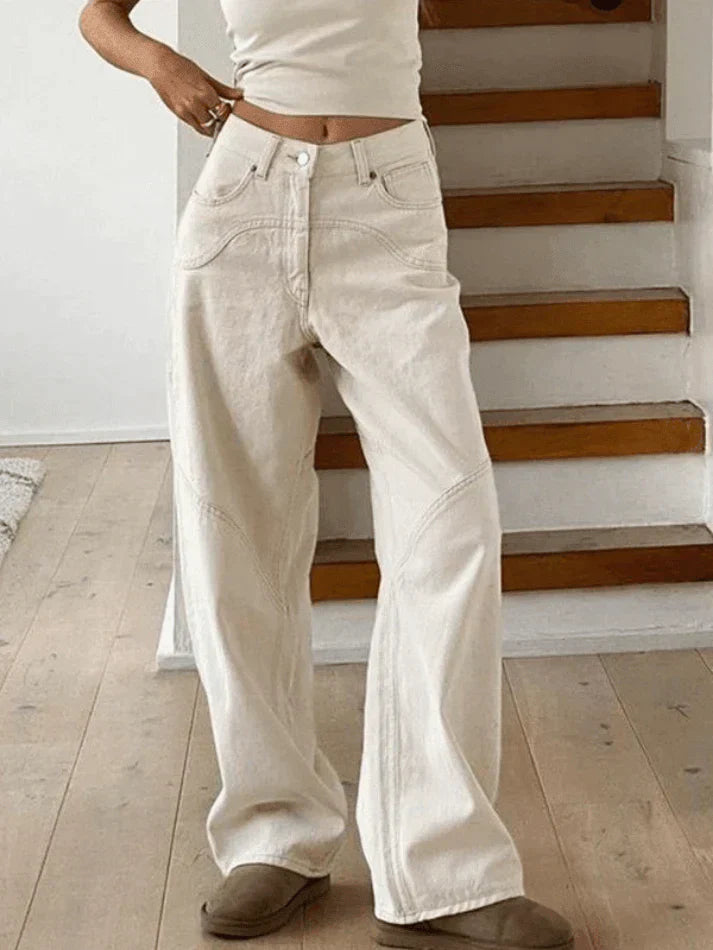 Frauen Baggy Jeans mit Schlitz-Jeans-Vera Lusso