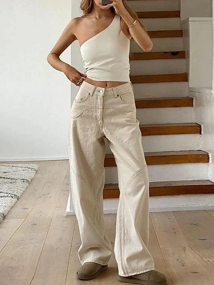 Frauen Baggy Jeans mit Schlitz-Jeans-Vera Lusso
