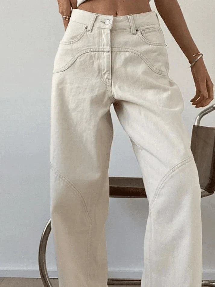 Frauen Baggy Jeans mit Schlitz-Jeans-Vera Lusso