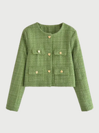 Grünes Tweed Set Mit Herzknöpfen Stilvoll Und Vielseitig-Sets-WUNDERLOOK