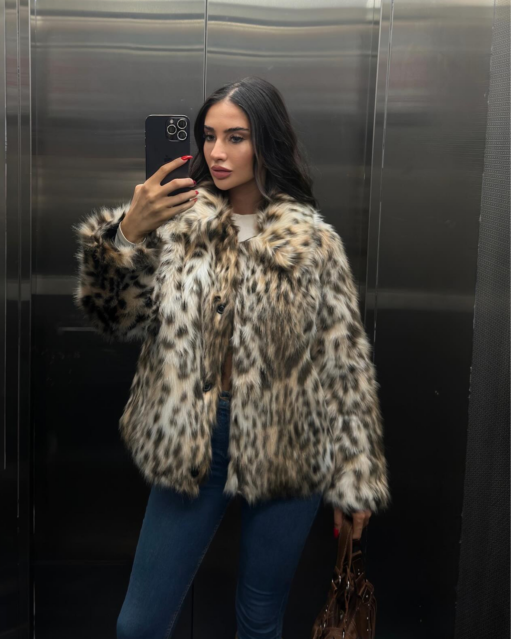 Leoparden Kunstfell Jacke Luxuriöses Design-Jackets-Vera Lusso