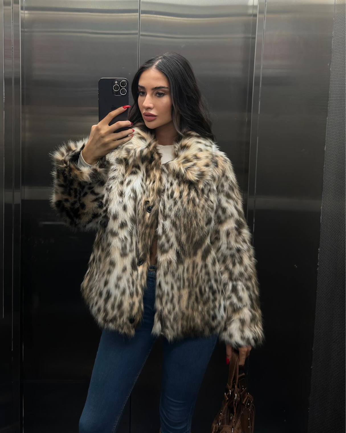 Leoparden Kunstfell Jacke Luxuriöses Design-Jackets-Vera Lusso