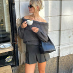 Off-Shoulder Elegante Strickjacke Stilvolle Bequemlichkeit-Sweaters-Vera Lusso
