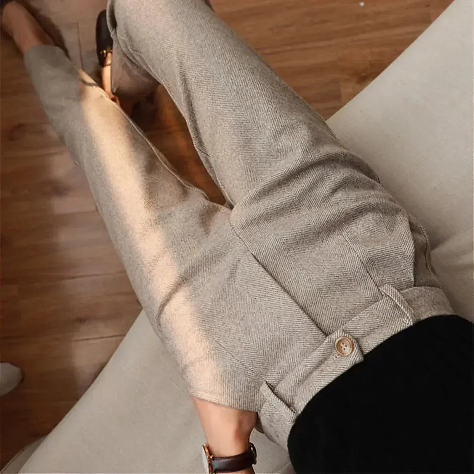Stilvolle Wollhosen-Trousers-Beige-2XS-Vera Lusso