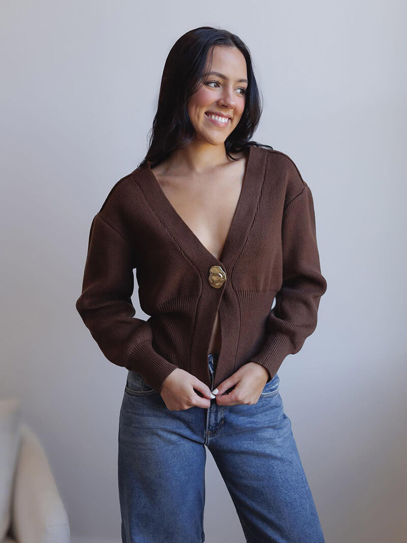 Strick-Cardigan mit Gold-Detail-Cardigan-Vera Lusso
