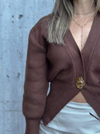 Strick-Cardigan mit Gold-Detail-Cardigan-Vera Lusso