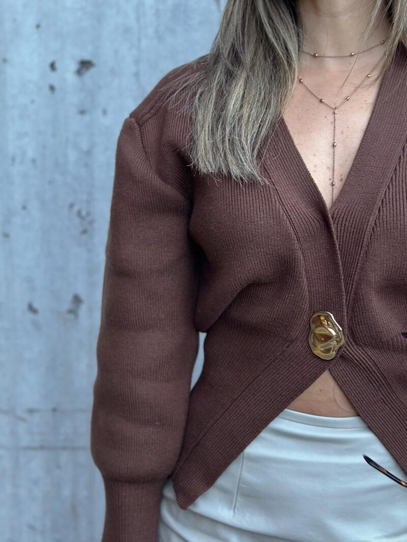 Strick-Cardigan mit Gold-Detail-Cardigan-Vera Lusso