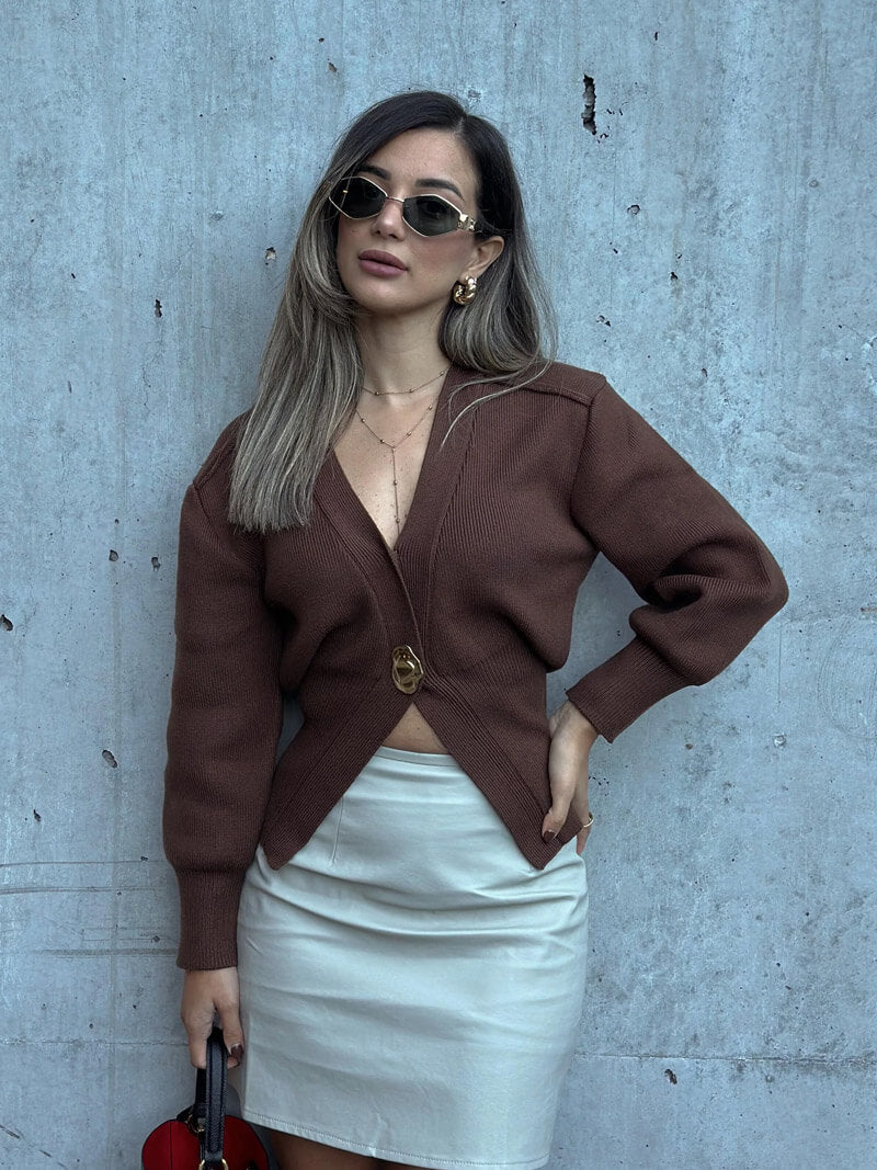 Strick-Cardigan mit Gold-Detail-Cardigan-Vera Lusso