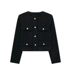 Vintage Cropped Jacke – Feminin, raffiniert & zeitlos-Jackets-Schwarz-XS-Vera Lusso