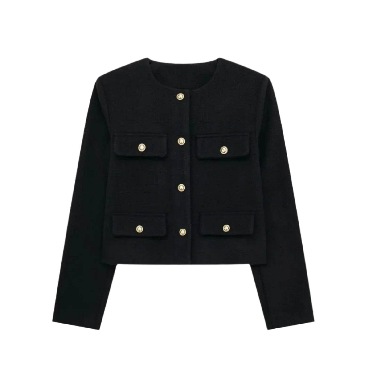 Vintage Cropped Jacke – Feminin, raffiniert & zeitlos-Jackets-Schwarz-XS-Vera Lusso