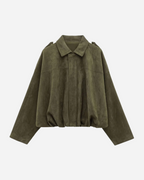 Vintage Suede Bomberjacke in Oliv Eleganter Stil und Zeitloses Design-Jackets-Oliv-S-Vera Lusso