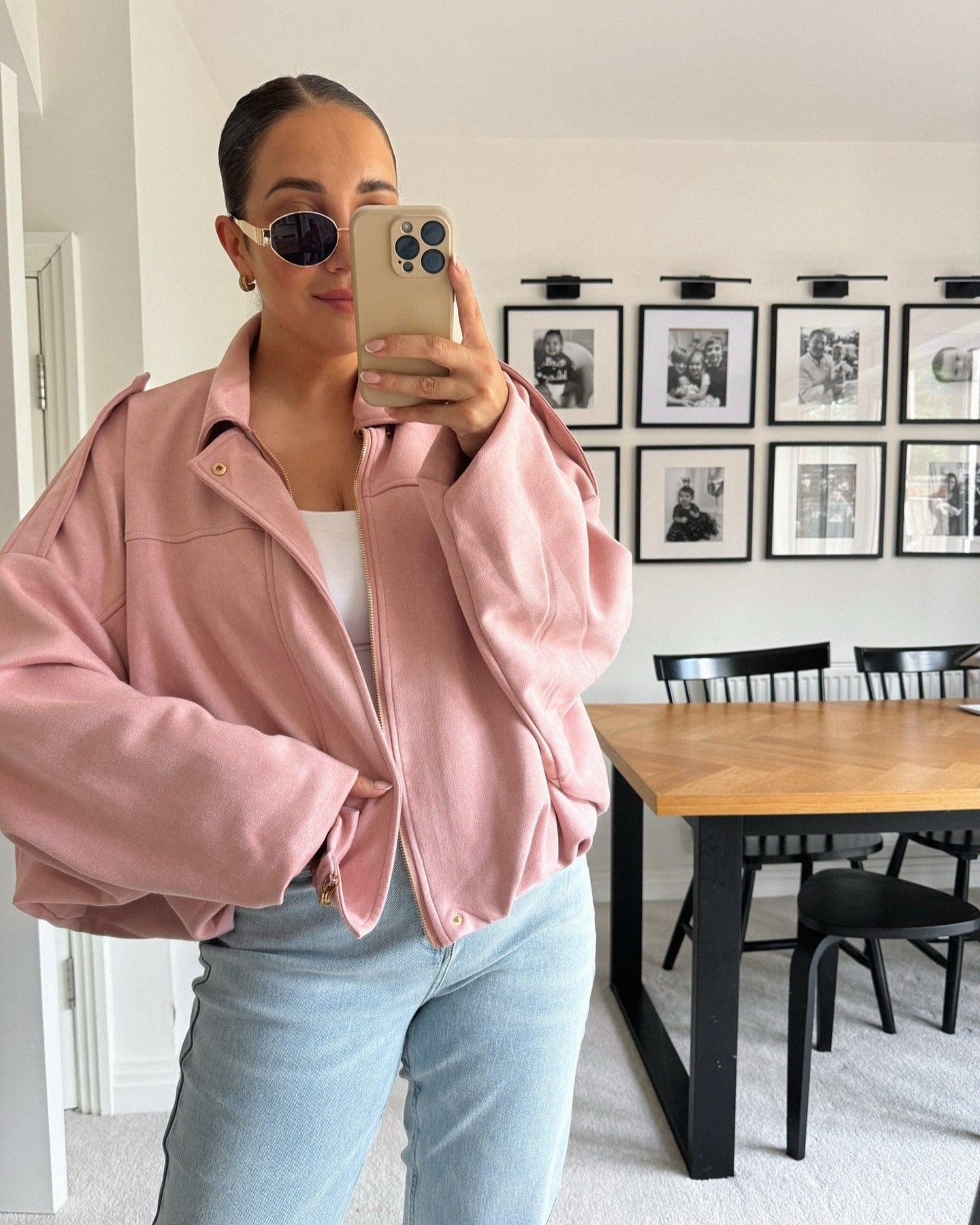 Vintage Suede Bomberjacke in Oliv Eleganter Stil und Zeitloses Design-Jackets-Rosa-S-Vera Lusso