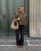 Vintage Suede Bomberjacke in Oliv Eleganter Stil und Zeitloses Design-Jackets-Vera Lusso